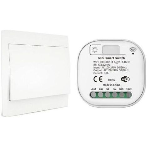 RF433 et WiFi Télécommande sans Fil Interrupteur d'éclairage, Pas de Batterie & câblage & hub requis, Compatible avec Alexa Google Home Tuya Smart Life APP, 1 Commutateur 1 récepteur Kit (1/5)