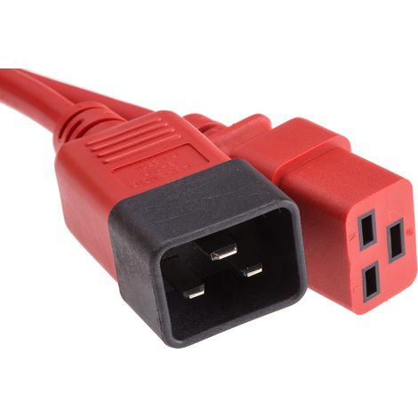 Câble d'alimentation, Rouge, Connecteur C19, CEI vers C20, CEI, 1m ( Prix pour 1 )