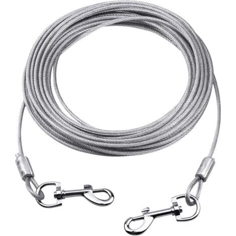 Câble d'attache pour Chiens jusqu'à 80 kg, 10M (Blanc), Animaux de Compagnie Plomb pour Chiens de Petite, Moyenne ou Grande Taille (Blanc, 10M) (1/5)