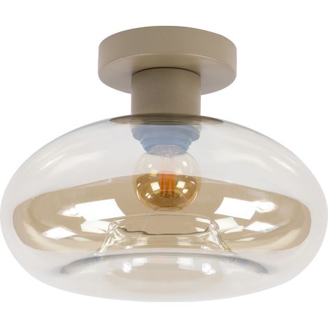 Plafonnier rond 27x20 cm en verre ambré et beige - ZILUR (1/4)