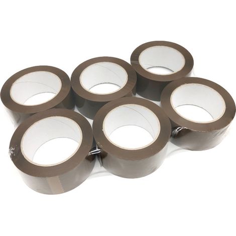 Ruban adhésif PP Havane 50 mm (ép. 28) x L. 100 mètres par 6 rouleaux "SANS BRUIT - NO NOISE" - D-Work (1/5)