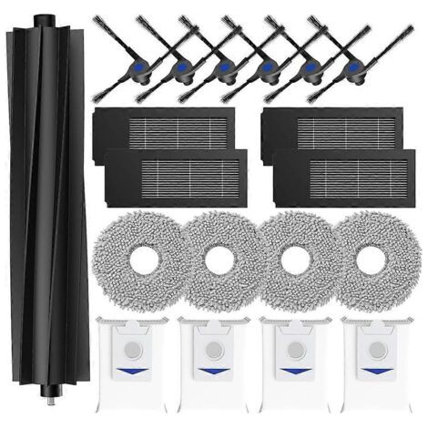 Accessoires pour aspirateur Ecovacs Deebot X2 Omni/X2/X2 Pro : brosse principale latérale, filtre HEPA, lingette de nettoyage, sacs à poussière