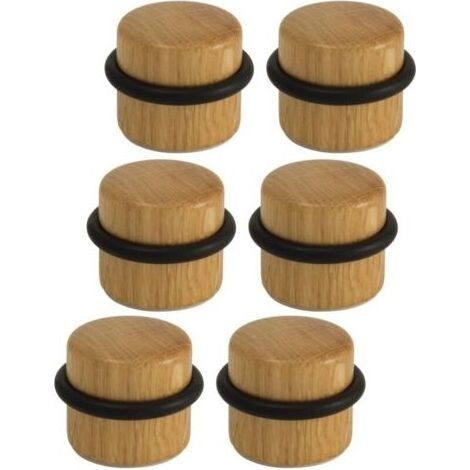 Arrêts de Portes - Butée de Porte Adhésive en Bois pour Sol - Butoirs de Porte Protection de Portes et Murs - Pack 6 unités (Chêne) (1/4)