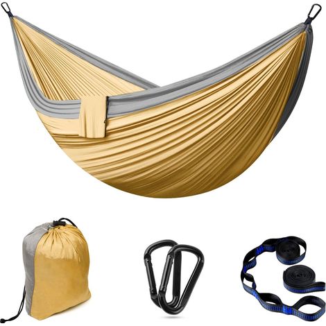 Hamac Extérieur Camping Hamacs 2 Personnes 300 x 200 cm Ultra léger Portable Voyage Hamac jusqu'à 300 kg de Charge Jardin Plage Double hamac Parachute Nylon Respirant Hammock