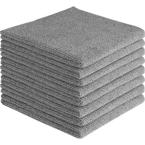 Set of 8 reusable, lint-free, washable microfiber cloths for home, kitchen, car, motorcycle, windows, 30 x 30 cm, grey