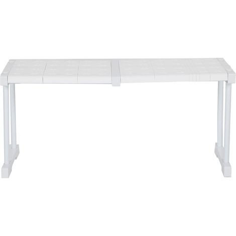 Étagère extensible empilable supportant une charge de 55 kg (121 lb) avec séparateur pour rangement, pour placard, armoire, longueur 47 à 68 cm (18,5 à 26,8 po). (1/5)