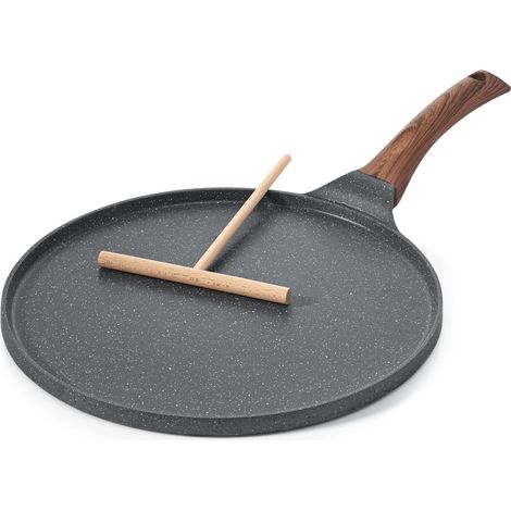 Poêle à Crêpes 26 cm avec Revêtement Antiadhésif en Granit - Compatible Induction - Crêpière avec Répartisseur de Pâte - Poignée Confortable et Ergonomique (1/5)