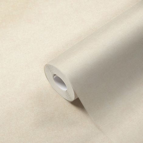 Papier peint intissé beige crème idéal salon Tapisserie beige pour bureau & couloir Papier peint uni idéal chambre adulte (1/5)