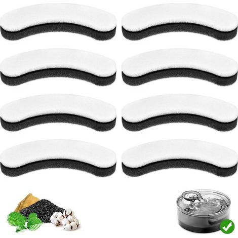 Lot de 8 filtres de rechange pour distributeur d'eau automatique DF10 et DF30, filtre à eau triple filtration pour chien, filtres de fontaine à eau en carbone pour chat (1/5)