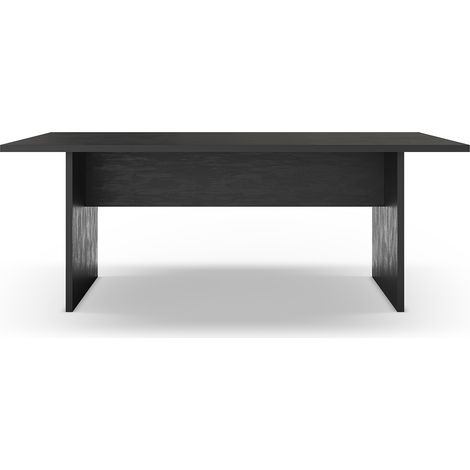 Table à manger, table de repas rectangulaire aspect bois coloris noir - Longueur 200 x Profondeur 100 x Hauteur 75 cm (1/5)