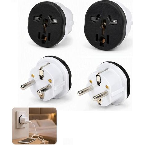 4-Piece Male Plug Adapter, Universal UK to France Plug Adapter, UK to EU Adapter with 2-Pin European Plug, Travel Adapter for UK, China, Switzerland and Australia to Europe (1/5)