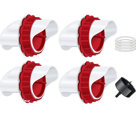 Mangeoire Poules, Mangeoire Poule Automatique, 4 Ports DIY Mangeoire à volaille Gravité Kit pour Seaux Tonneaux Bacs (1/5)