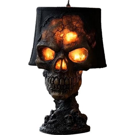Lampe crâne Halloween en résine, décoration squelette pour jardin extérieur, accessoire lumineux original pour créer une ambiance mystérieuse lors des fêtes. (1/5)