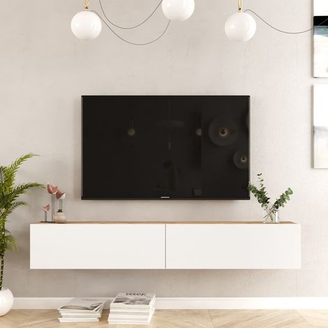 TV-Möbel Turin atlantisches Kiefernholz, weißes Melamin, 180 x (1/5)