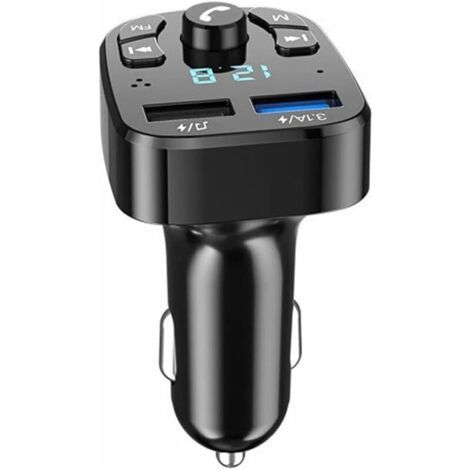 Bluetooth FM Transmitter, Bluetooth Car MP3 Player Wireless FM Transmitter Stereo Music Audio, Car Charger, 2 USB Port, Hands-Free Calling, USB Flash Drive Voltage Display (1/4)
