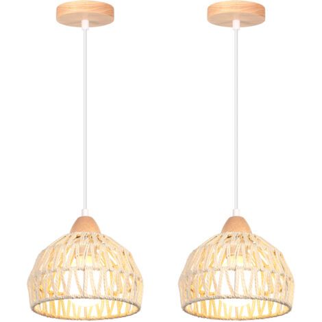 royaluxe- Suspension luminaire rétro 20 cm – Plafonnier tressé en corde de chanvre – Hauteur 16 cm – Douille E27 compatible jusqu'à 60W – Tension 110-240V – Norcks (1/5)