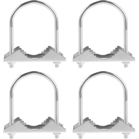 Lot de 4 Fixations en U pour mât d'antenne - Support de Fixation en U pour antenne extérieure (TV/Radio). (1/5)