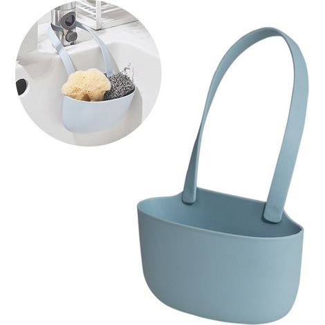 Égouttoir suspendu pour éponges de cuisine, panier de rangement pour évier, support mural pour éponges et brosses, accroche pratique pour accessoires de nettoyage. (1/5)