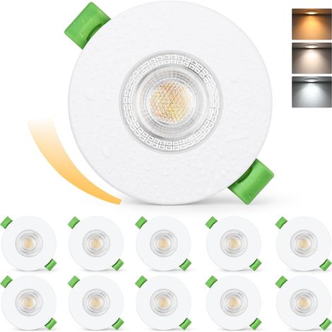 Projecteur LED Encastré 230V Dimmable 60-75mm Forage, Spot LED 7W 770LM Ultra Plat, Spot de Plafond 2700K/4000K/6000K, Luminaire Encastré IP65 pour Salle de Bain Balkon Salon, Blanc 6 Pièces (1/5)