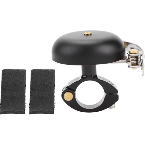 Sonnette vélo en laiton anodisé noir, son clair d'avertissement pour cyclisme route, accessoire cycliste anneau. (1/5)