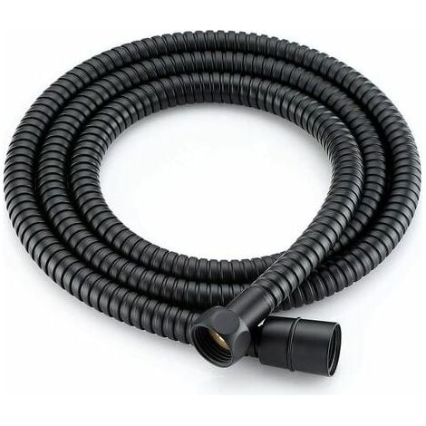 Tuyau de douche en acier inoxydable 1,5 m résistant à la torsion pour douchette, douche de tête, noir (1/5)