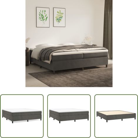 vidaXL Matelas -  Cadre de lit à lattes gris foncé 200x200 cm velours (1/5)