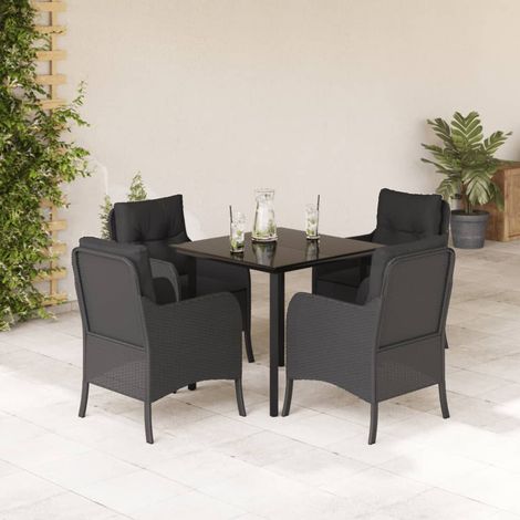 Set de muebles jardín 5 pzas con cojines ratán sintético negro vidaXL (1/5)