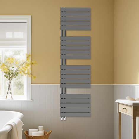 Designer Heated Towel Rail Radiator Modern Bathroom Flat Panel Warmer Rads 1800x500mm Gunmetal