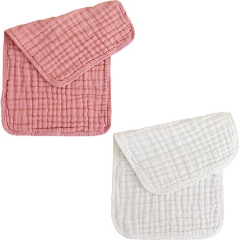 2 lingettes en mousseline pour bébé, 25 x 50 cm, coton doux, multi-usages (visage, bavoir, toilette), pour nourrisson et adulte (1/5)