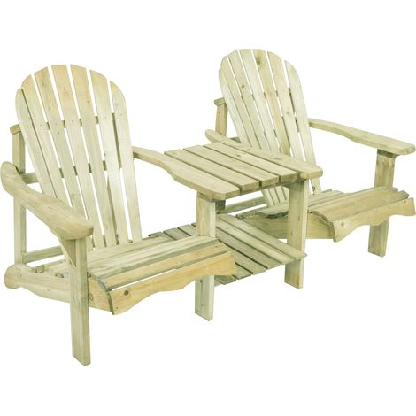 Axi Valerie Chaise De Jardin, Table Intégrée, Bois Naturel, 175 Cm Transat, 2 Personnes Salon Exterieur Fabriqué En Eu, Epicéa (1/5)