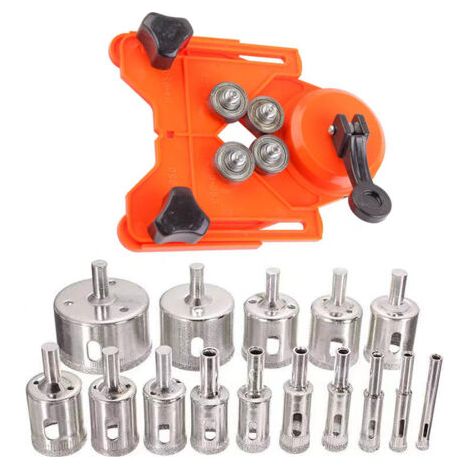 Kit de 16 forets diamantés (6-50 mm) avec guide pour carrelage, verre, céramique, marbre et granit. (1/5)