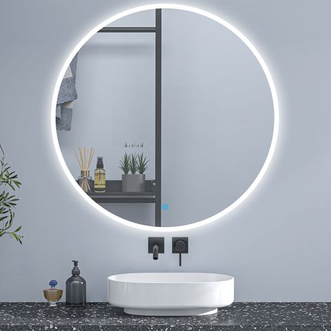 50cm Round Illuminated Bathroom LED Mirror with Optional 3 Colour Light Anti-fog,Touch Switch (1/4)