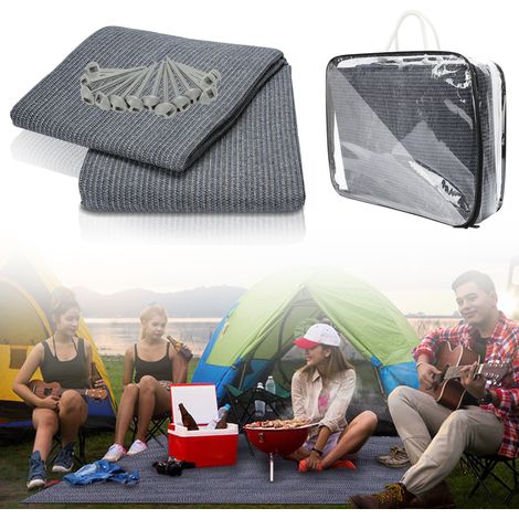 Jiubiaz Vorzeltteppich 400x400 cm HDPE UV-stabil Wasserdurchlässig Atmungsaktiv für Zelt & Caravan & Picknick (1/5)