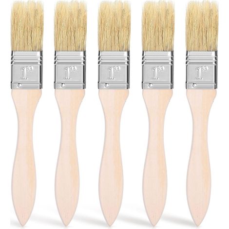 Pinceau Cuisine - Lot De 5 - Bois Naturel - Résistant Haute Température - Pâtisserie Et BBQ - 17,3 Cm