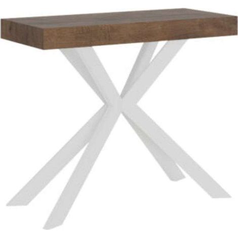 Consolle allungabile 90x40/196 cm Saki Small noce gambe bianche (1/3)