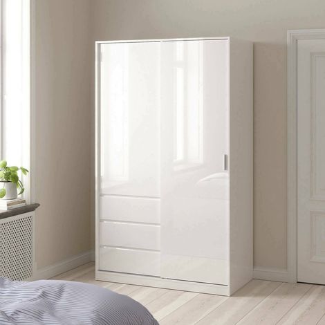 Dmora - Armario 2 puertas Sanjose, Muebles de dormitorio, Vestidor, Armario de ropa, 119x60 h200 cm, Blanco brillante (1/5)