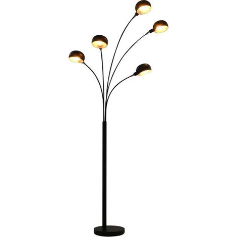 Lampadaire 200 cm 5 x E14 Noir Or (1/5)