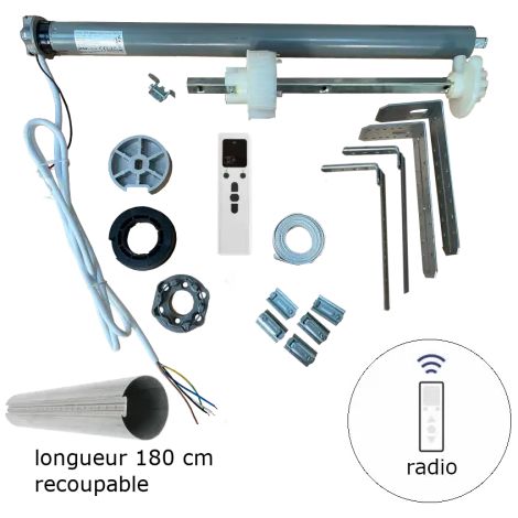 Axe motorisé radio 50 Nm diam. 89 mm longueur 180 cm recoupable, pour tablier bois (1/3)
