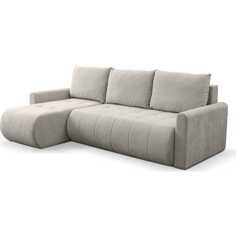 Selsey Timmone – Ecksofa mit Schlaffunktion & Bettkasten, Chenille, Universal, Hellbeige
