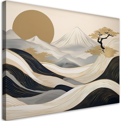 Quadro su tela, Paesaggio boho giapponese - 60x40 (1/5)