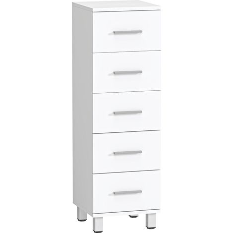 Mueble de baño estrecho con 5 cajones 30 x 30 x 95 cm Blanco (1/5)