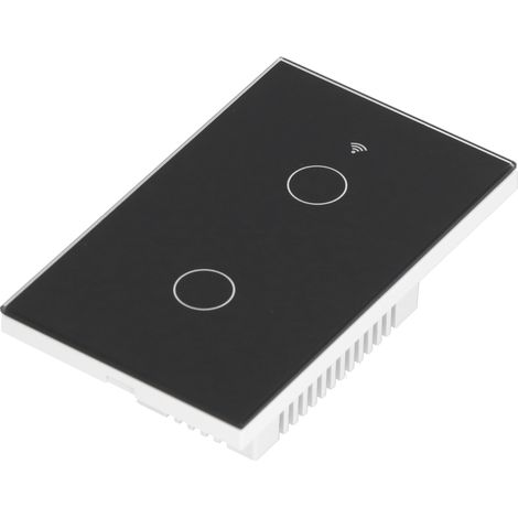 Für Zigbee Tuya Fernbedienungs-Lichtschalter mit Sprachsteuerung, 2-fach US-Wand-Touch-Schalter, AC 100–240 V, Schwarz (1/5)