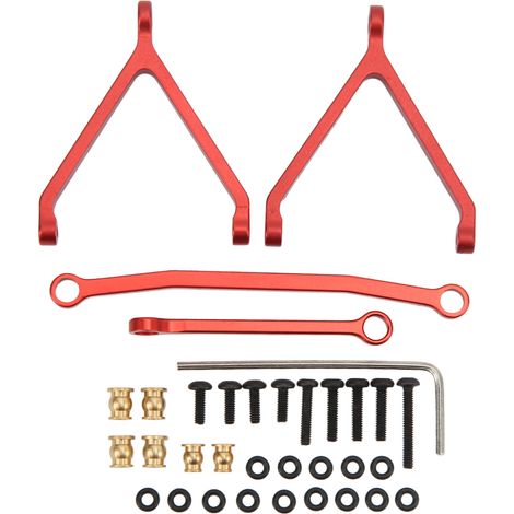 Tiges de direction en aluminium pour châssis RC FMS FCX24 1/24, pièces de rechange de rehaussement rouges pour crawler. (1/5)