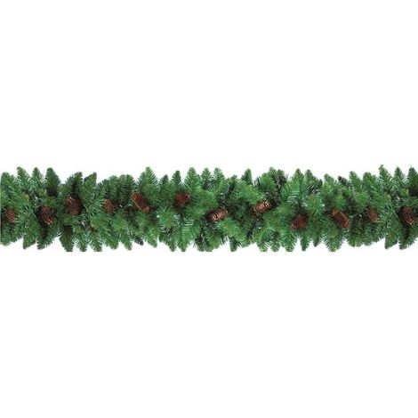 XONE 2,7 m Weihnachtsgirlande Grün mit Tannenzapfen und 27 cm Durchmesser (1/3)