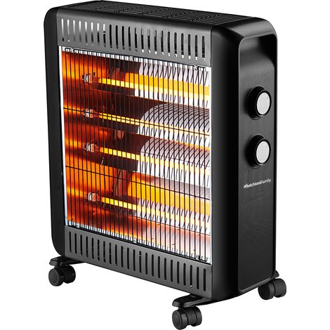 Melchioni Family MAGMA, Stufa Elettrica al Quarzo Portatile con Ruote e Maniglia, Stufa Elettrica da Esterno con Potenza Regolabile 1100W/2200W, Protezione contro il surriscaldamento