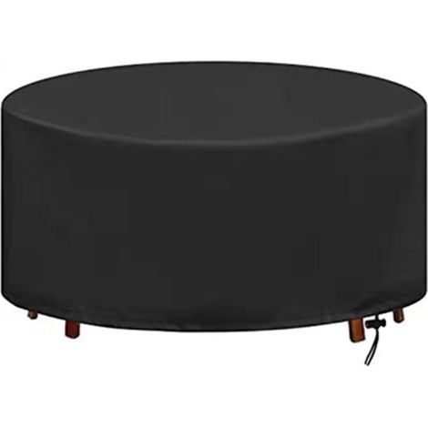 Cover Table Protector Round Table Cover Waterproof Windproof Furniture Cover Oxford Fabric Garden Furniture Cover (Diameter 142 x 68 cm) (1/4)