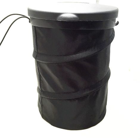1pc Black Car Trash Can Universal Foldable Garbage Can Portable Multi-Purpose Hanging Garbage Box with Lid for Vehicle and Travel