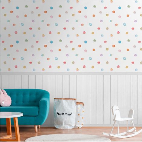 Sfondo fotografico Profhome 398141 Carta da parati TNT goffrata a caldo leggermente strutturata per bambini opaca bianco lilla giallo azzurro 1,59 m x 2,8 m (1/5)
