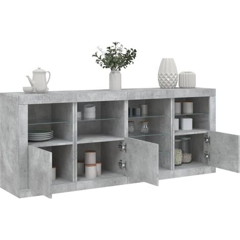 Sideboard mit LED-Leuchten Betongrau 164x37x67 cm