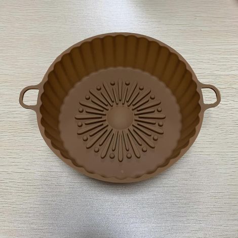 3-teiliges Set Silikon-Topf, Silikon-Korb, wiederverwendbare Friteusen-Einlagen, hitzebeständige, antihaftbeschichtete runde Silikon-Backform, Zubehör für Heißluftfritteusen ST-4-coffee